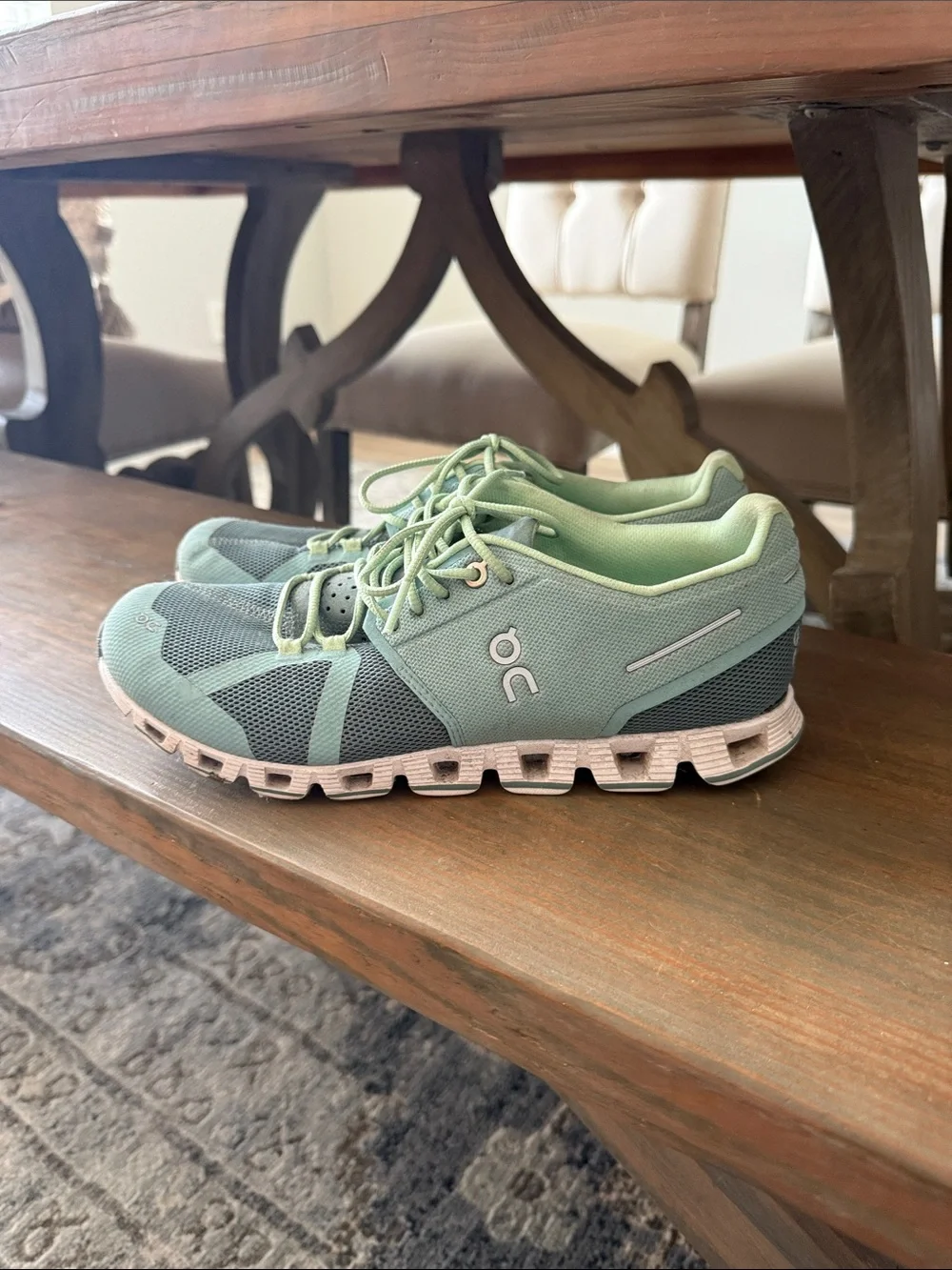 On Cloud Running Sneakers in Mint Green